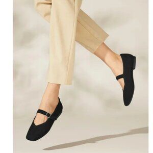 Vivaia Margot Mary Jane Square Toe Ballet Knit Flats Shoes Black Size 39.5 8.5